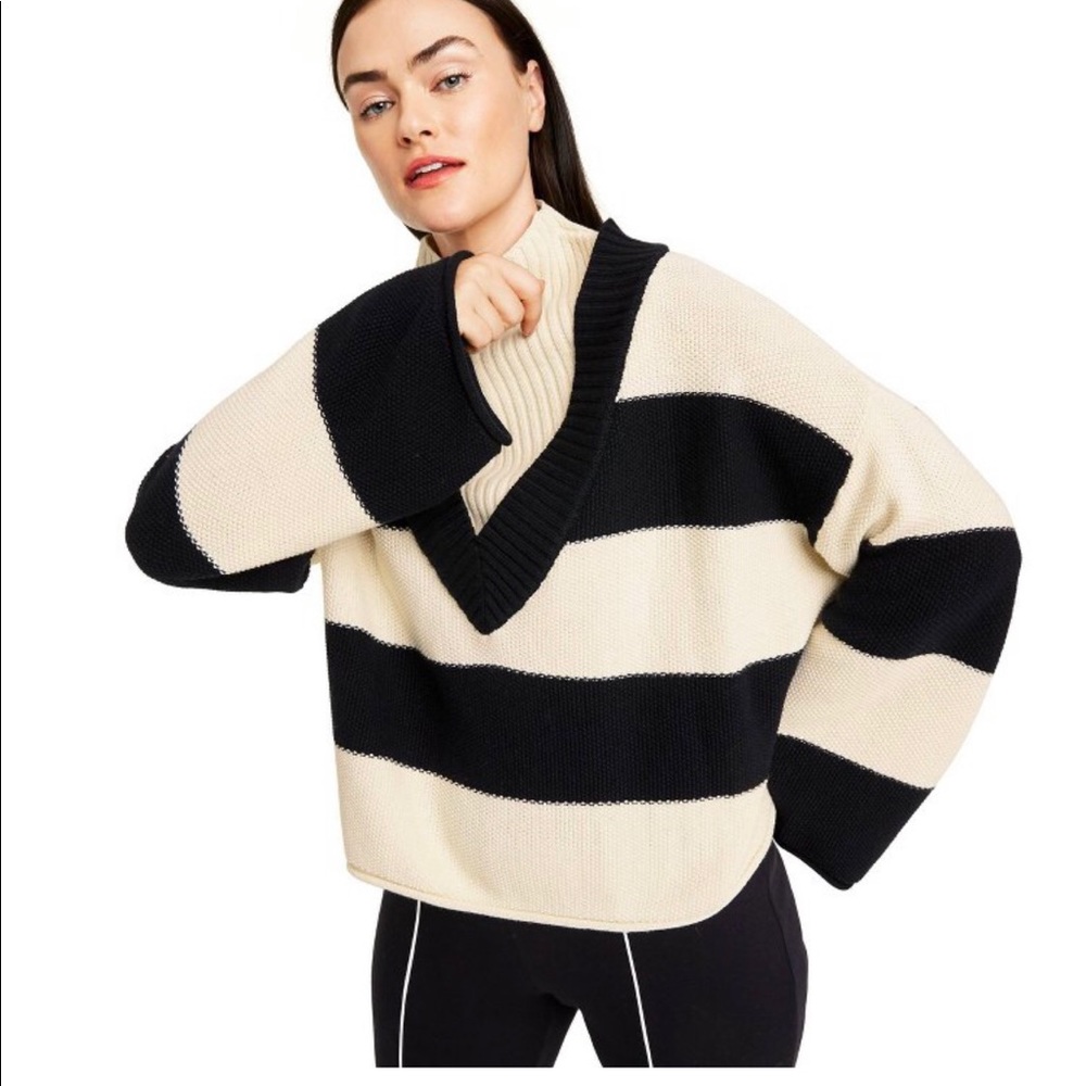 Victor Glemaud x Target Black/White Striped Turtleneck Pullover Ribbed Sweater